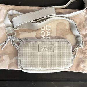 Dagne Dover Small Quilted Crossbody Bag in Light grey